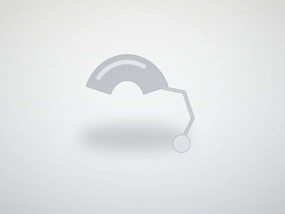 Appareil auditif à écouteur déporté argent, posé sur un présentoir clair (modèle d'exemple, sans marque)