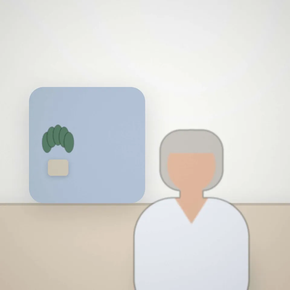 Audioprothésiste en visite au domicile d'une cliente âgée, dans un salon lumineux
