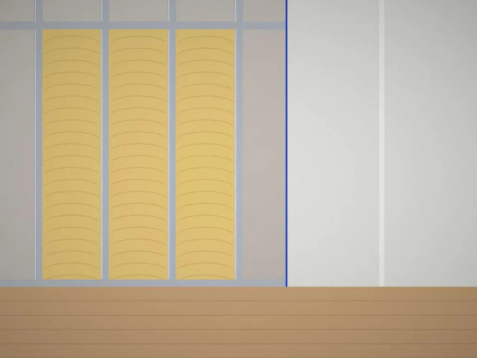 Doublage isolant posé sur les murs d'une maison des années 1960