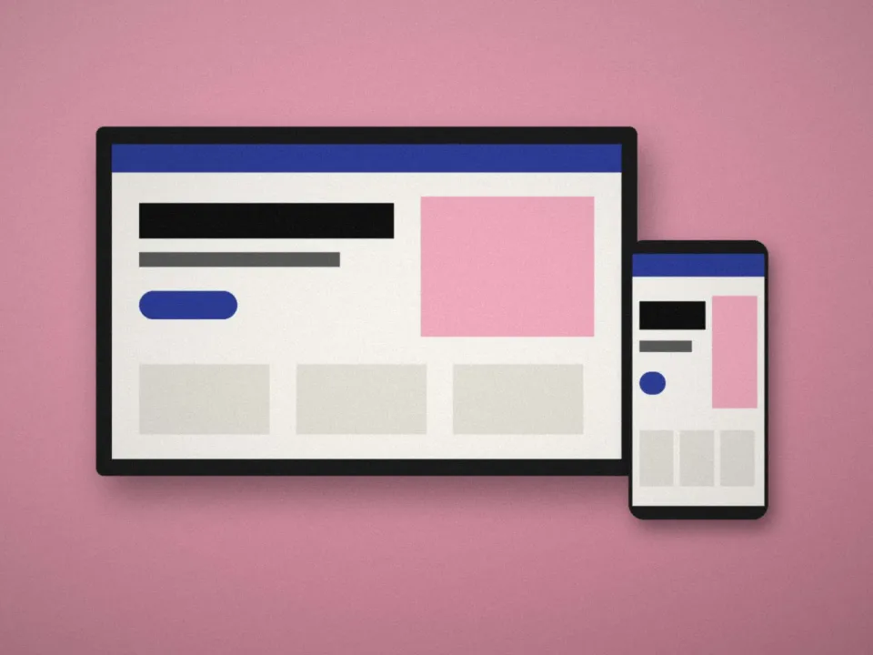 Maquette d'un site web affichée sur un écran d'ordinateur et un téléphone