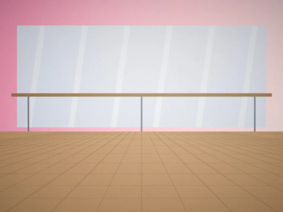 Studio de danse classique avec barre et miroir