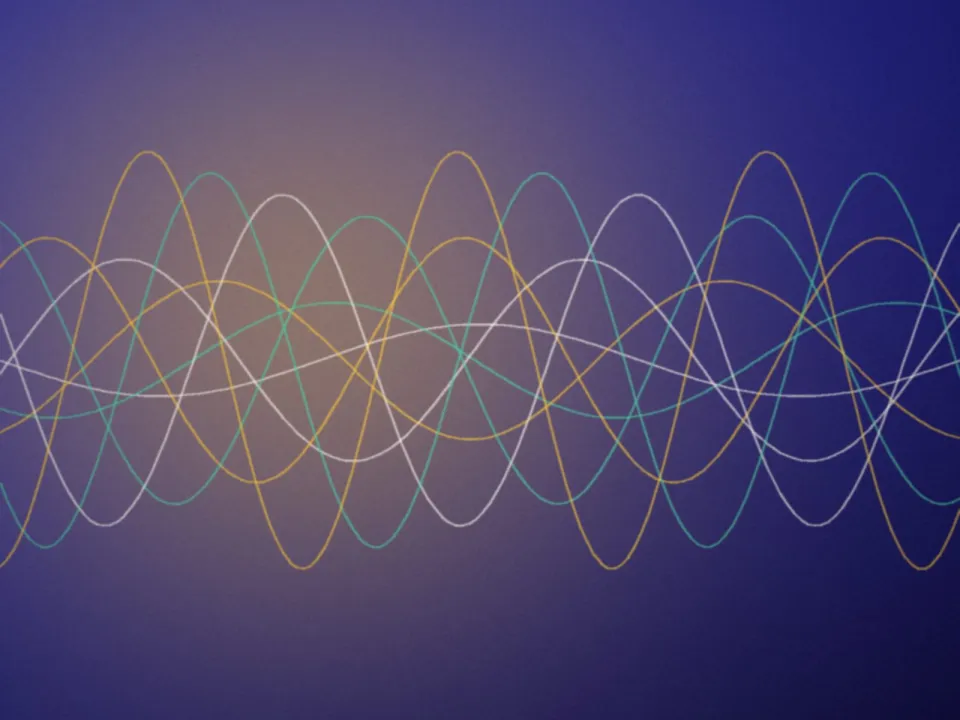 Ondes sonores colorées qui évoquent l'éveil musical