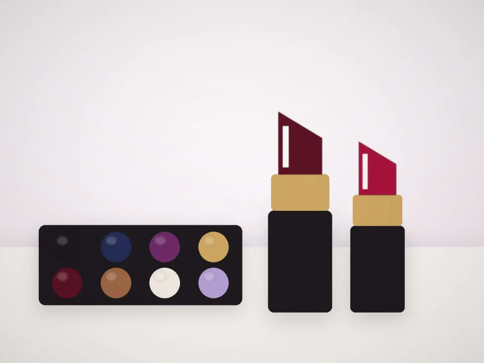 Palette de fards intenses et rouges à lèvres foncés pour une soirée