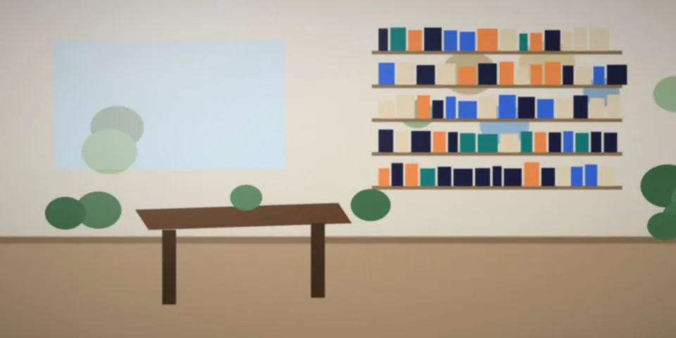 Intérieur lumineux d'une agence de voyage avec cartes et livres