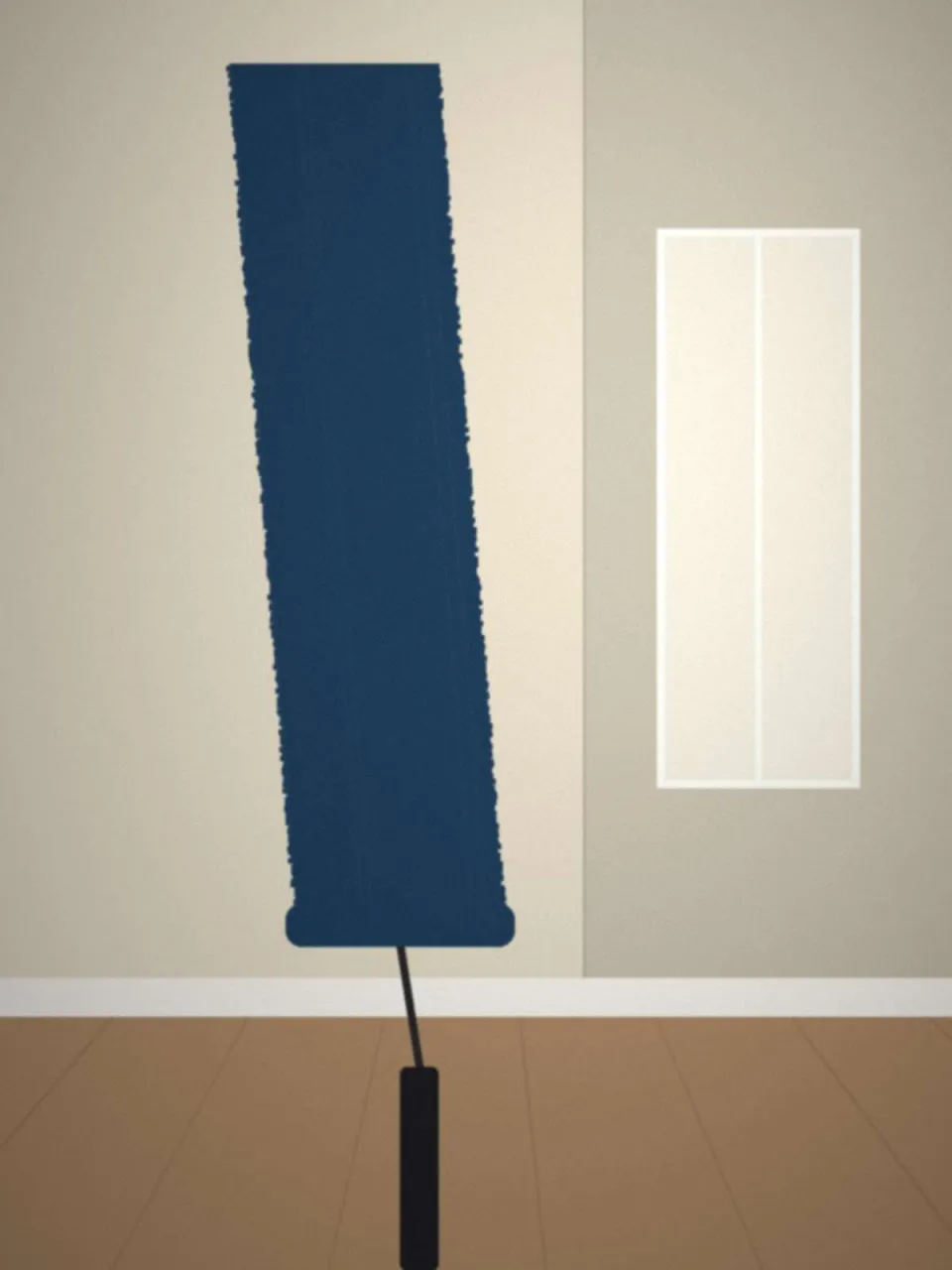 Couloir repeint en lin, plinthes bleu de Prusse