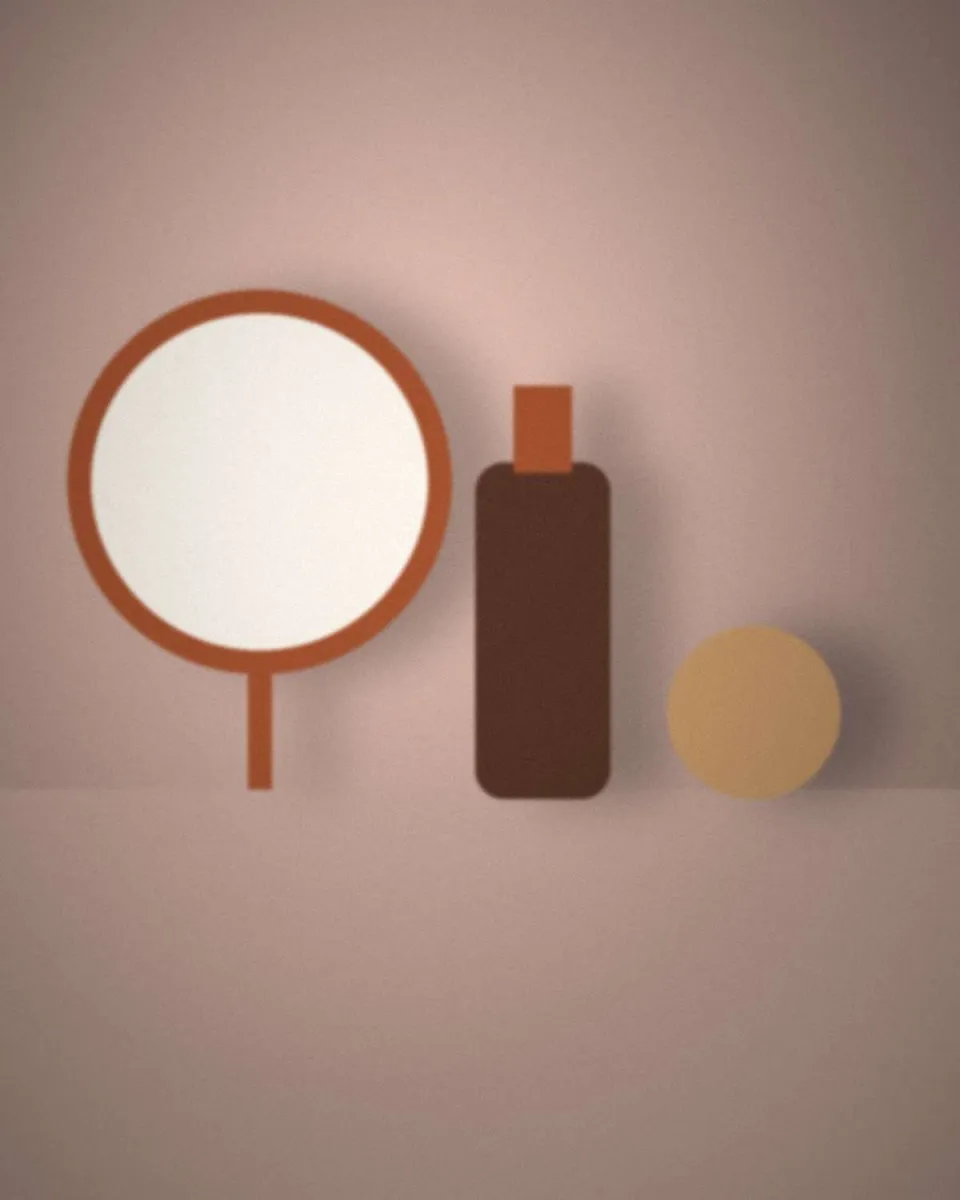 Soins et produits posés sur la console du salon