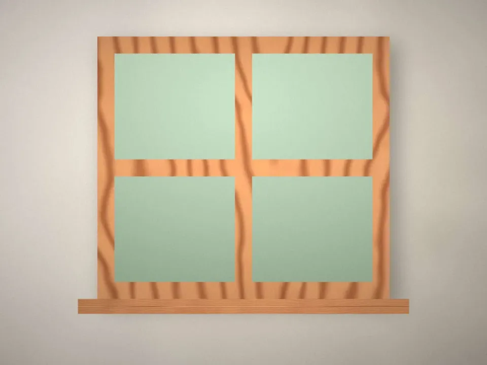 Fenêtre neuve en bois dans une maison ancienne