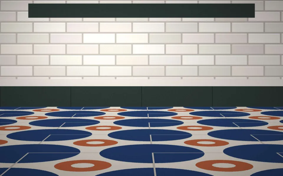 Cuisine avec crédence en carreaux de ciment