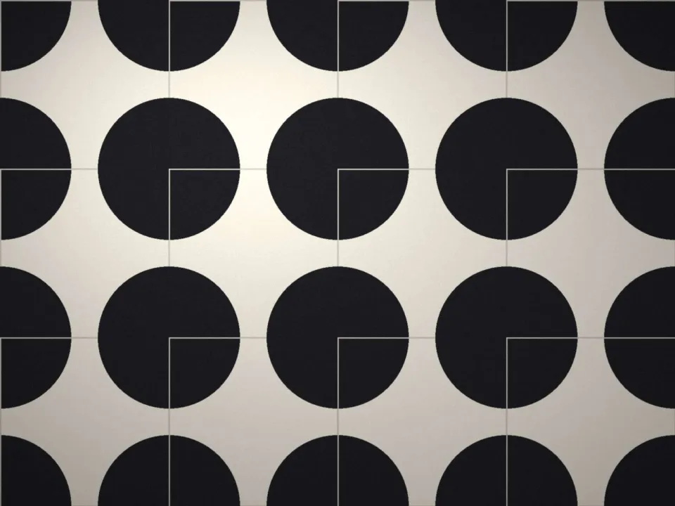 Carreaux de ciment noir et blanc dans une entrée