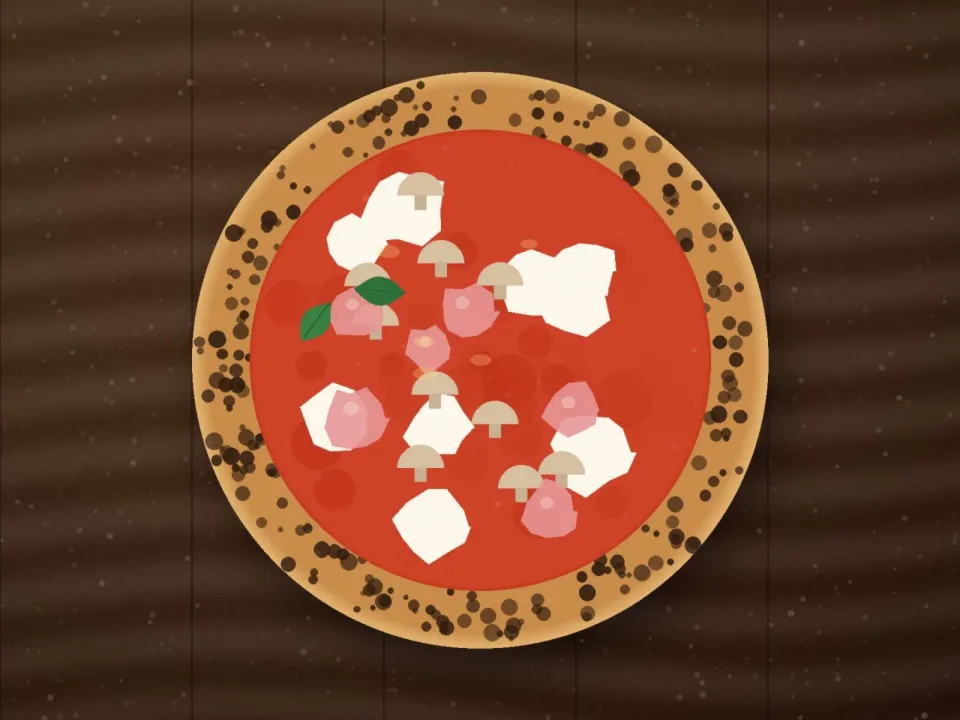 Pizza regina au jambon et aux champignons