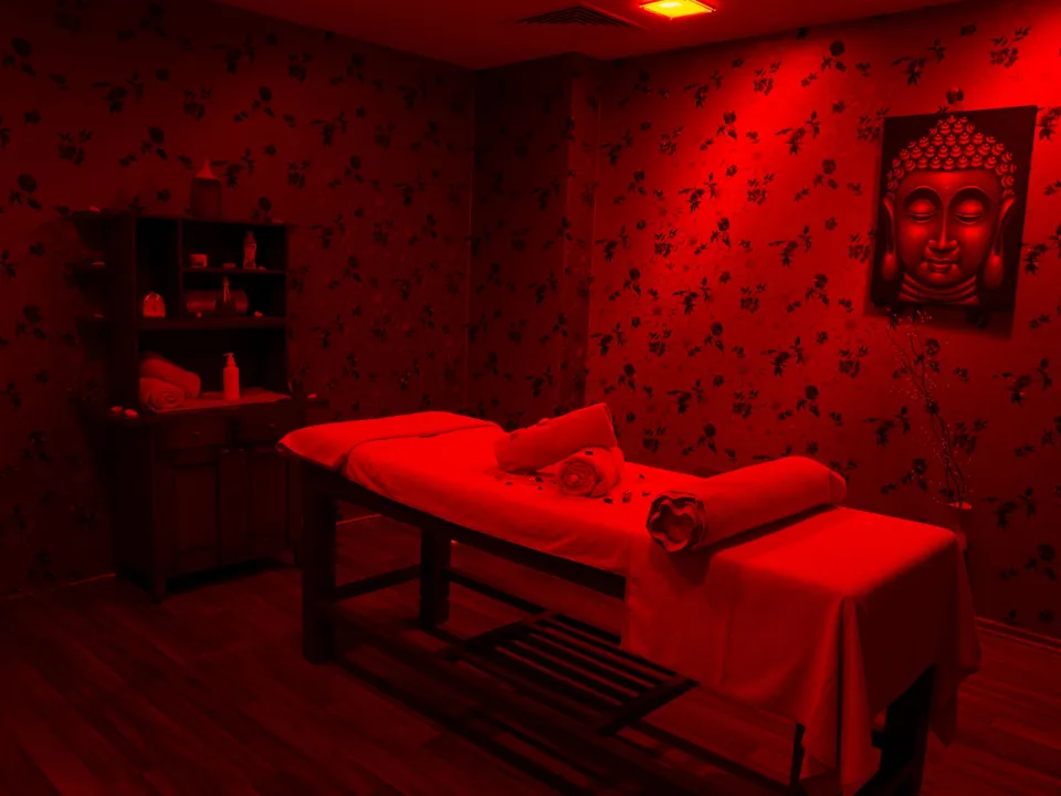 Cabine de massage éclairée à la bougie