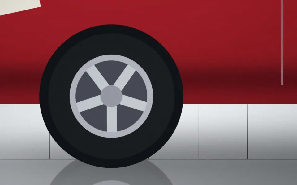 Détail de la jante et de la carrosserie de la Orvia