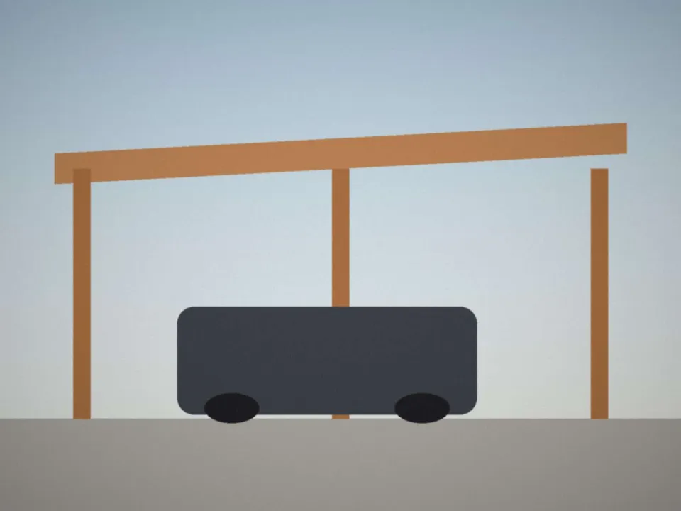 Carport en bois abritant une voiture