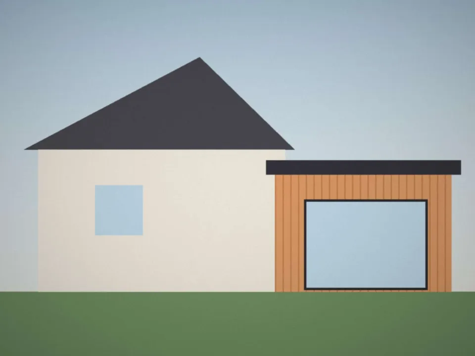 Extension en ossature bois bardée de mélèze
