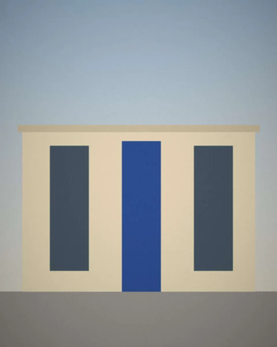 Porte d'entrée repeinte sur une façade en pierre