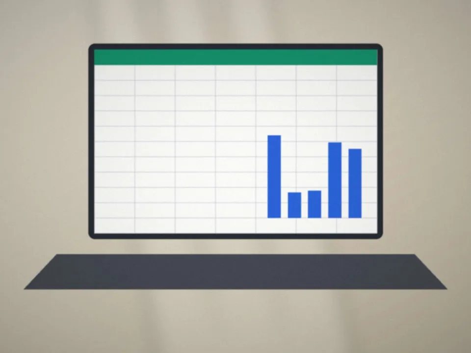 Tableau de chiffres et graphique affichés sur un écran d'ordinateur portable