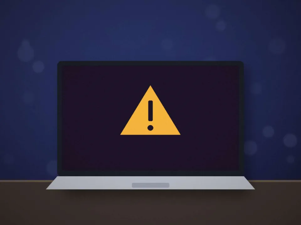 Écran d'ordinateur portable affichant un message d'alerte
