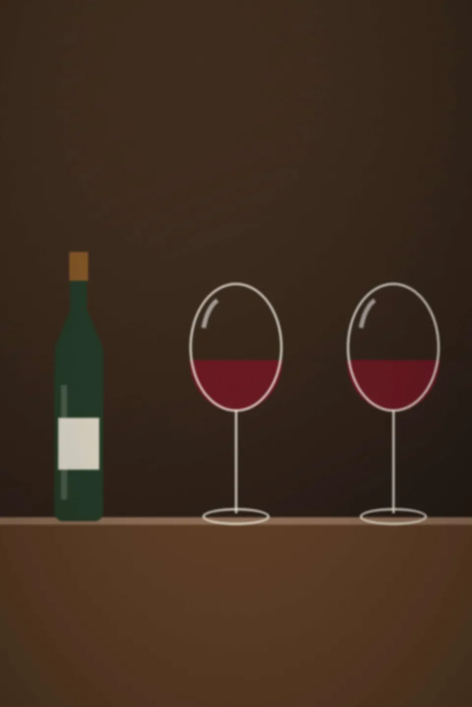 Table de dégustation dressée, verres et bouteille ouverte