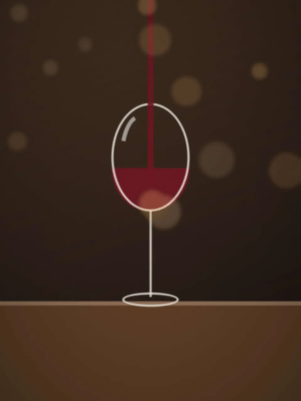 Vin rouge versé dans un verre à pied, lumière chaude