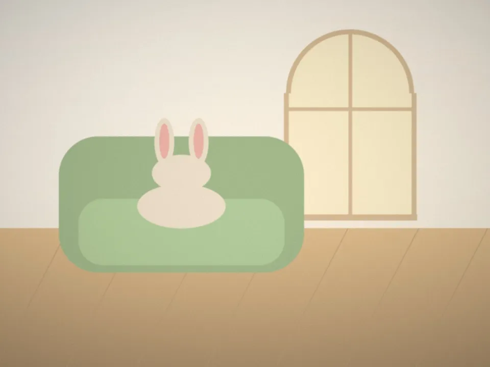 Coin repos calme avec un petit lit bas et un doudou
