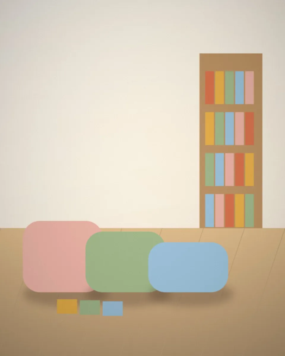 Le coin lecture avec ses coussins