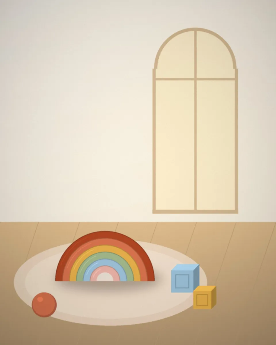 La grande salle de jeux et sa fenêtre en arche