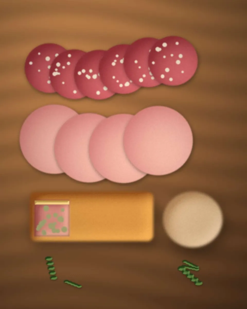 Plateau de charcuterie maison : saucisson, jambon, pâté en croûte et rillettes