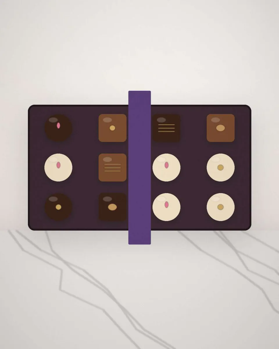 Grand coffret de chocolats de fêtes avec son ruban